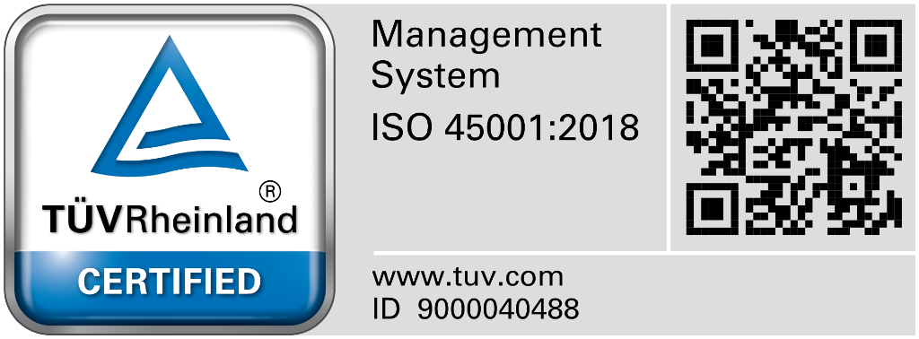 ISO45001認証マーク TÜV Rheinland CERTIFIED